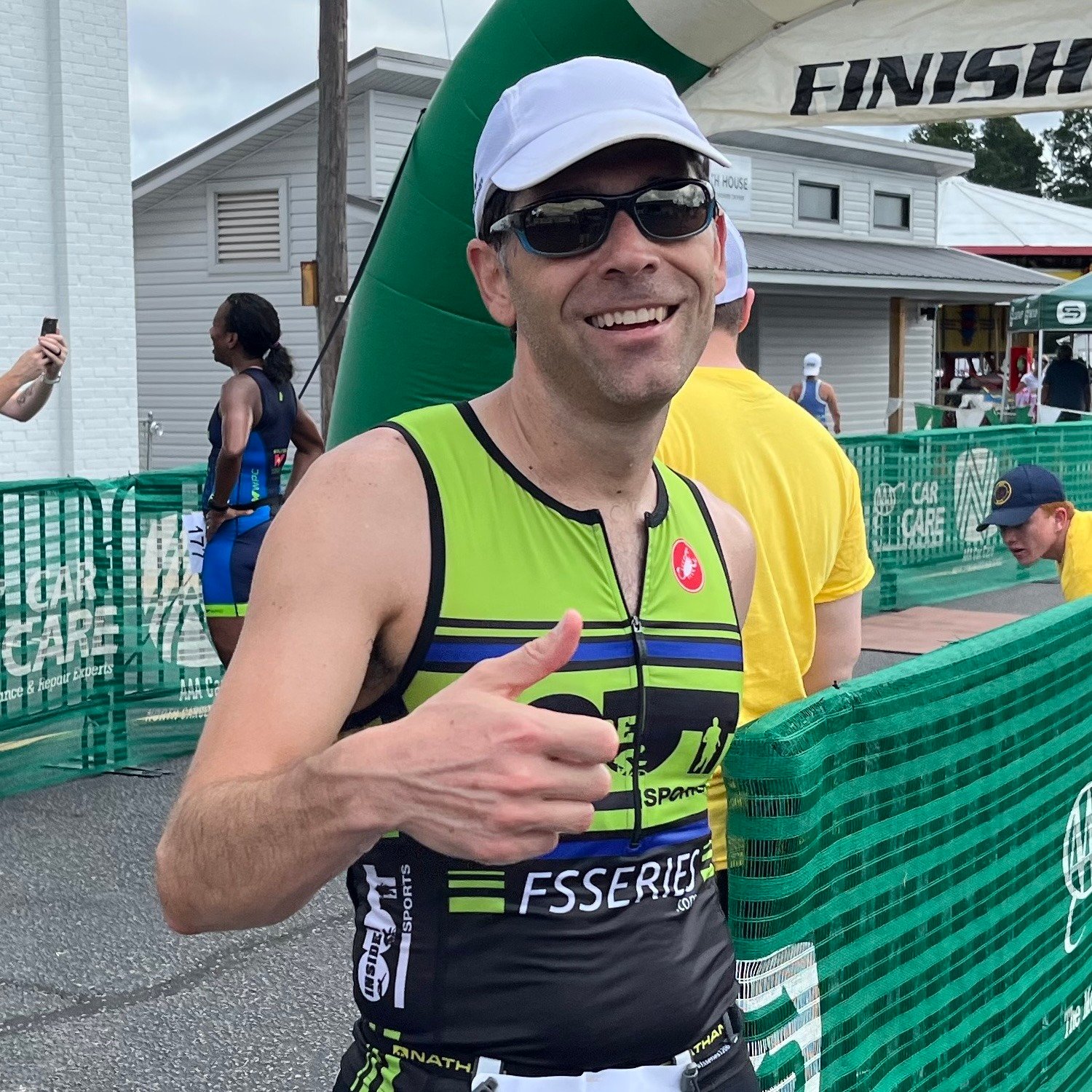 David finishing the White lake Triathlon